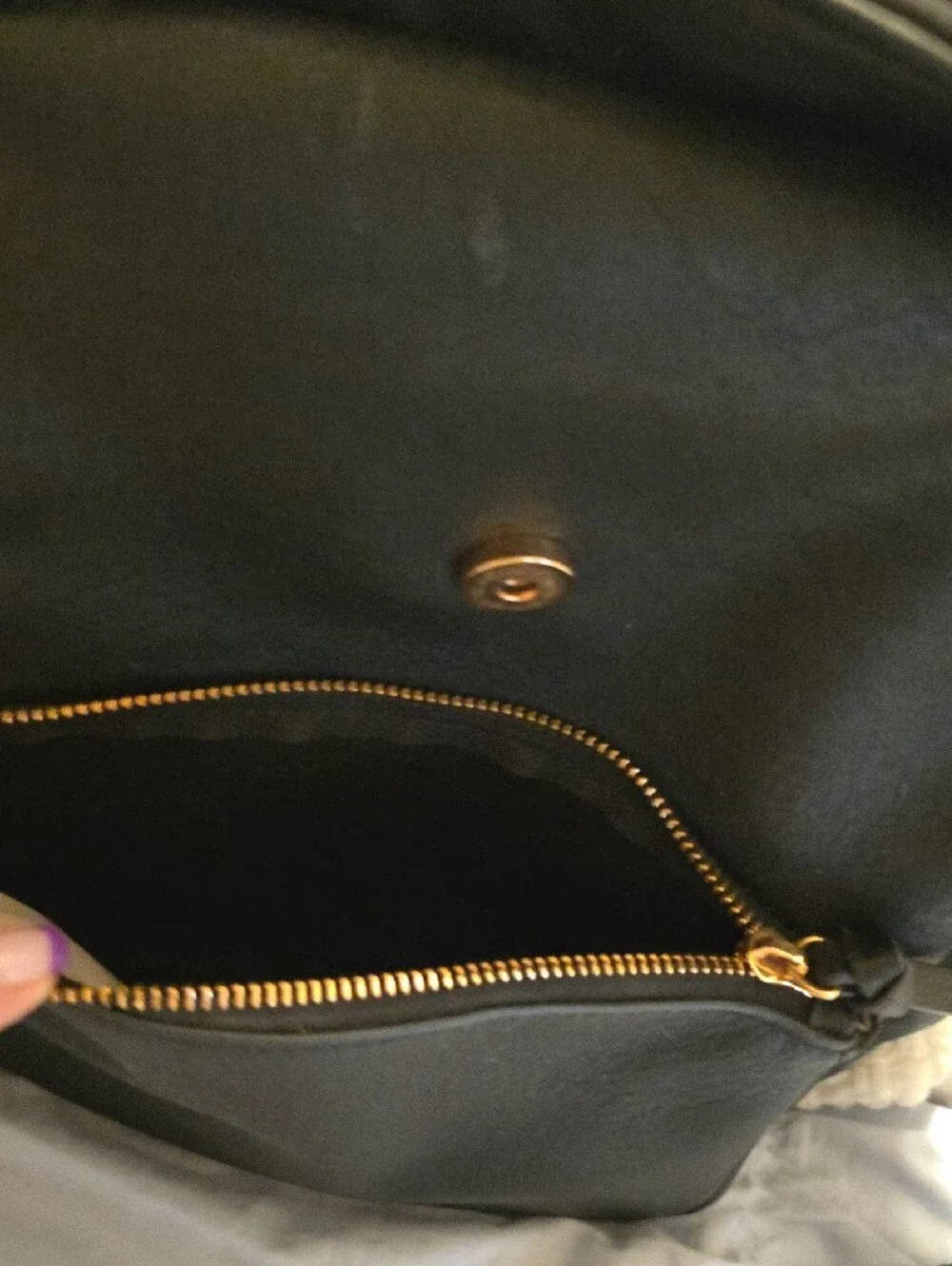 LC Lauren Conrad Black Faux Leather Backpack with Gold Accent